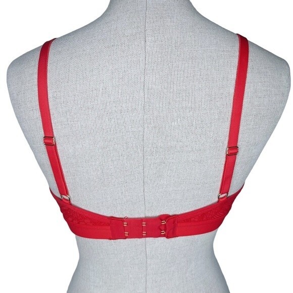 Lively | Busty Bralette * sz 1 * Palm Lace Tomato Red Comfy Wire Free Wireless - Picture 3 of 7